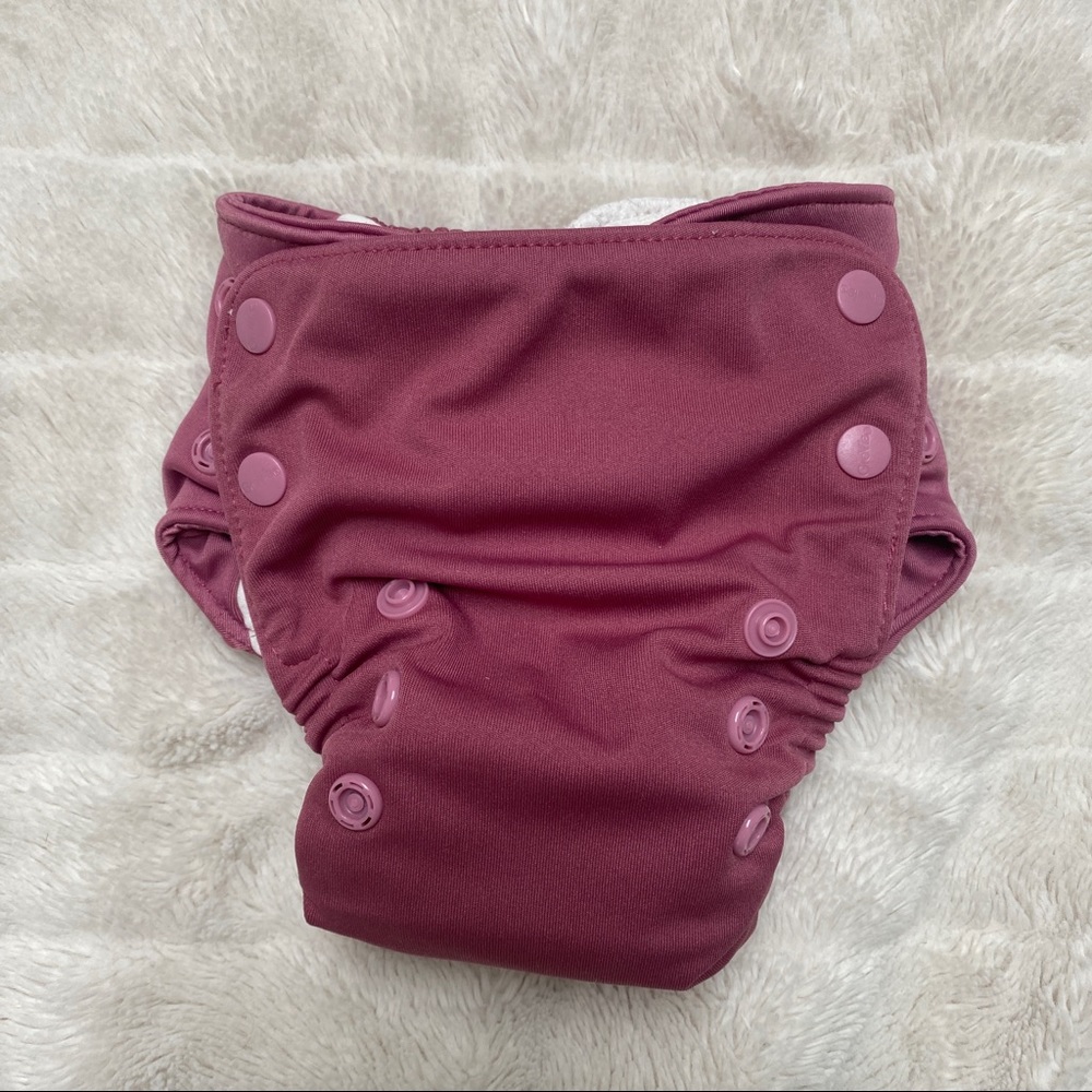 EUC Grovia All in One organic cotton cloth diaper. In Petal color